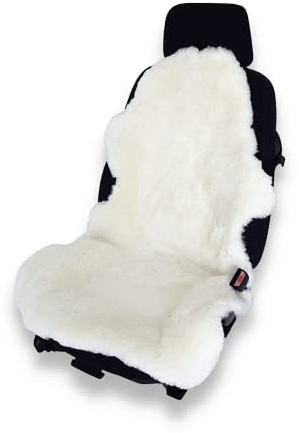 Funda para asiento de coche de auténtica piel de cordero, forma natural, lana corta para asientos de piel (blanco)