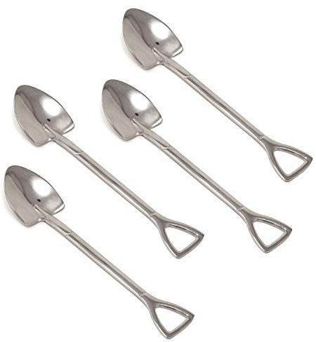 Honbay 4PCS Stainless Steel Shovel Shape Coffee Ice Cream Dessert Spoons for Home and Party (silver)