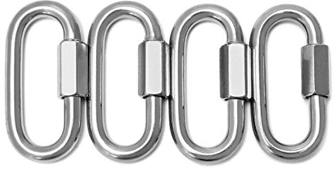 QWORK 4 Stück Edelstahl Schraubverbinder M8, kettenglied, Schraubkarabiner mit 500kg Tragkraft