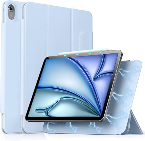 aoub Hülle für iPad Air 11 Zoll (M4/M3/M2) 8/7/6 Gen & iPad Air 5./4. Gen | Für iPad Air 11/10,9 Zoll 5./4. Generation 2022/2020 Schutzhülle, Magnetic Case, Unterstützt Pencil Pro/USB-C, Hellblau