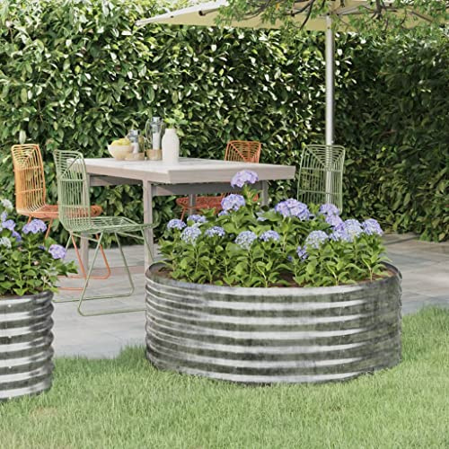 WIFESE JardinièRe De Jardin Acier Enduit De Poudre100x100x36cm Argenté Jardinieres Exterieur Jardiniere Bois Jardiniere Balcon Carré Potager Bacs ã Fleurs