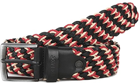 Cipo & Baxx Herren Gürtel Belt Flechtgürtel Accessoires Metallschnalle Leder CG121 Schwarz-Rot Gr.100