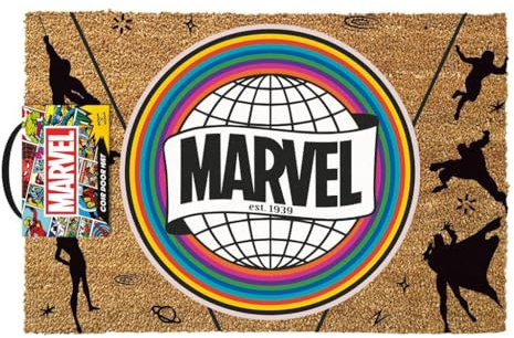 Marvel Zerbino (design energizzato) zerbino per esterni e interni, 40 cm x 60 cm, regalo per uomo, regalo per donne, prodotto ufficiale
