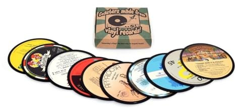 Vinyl Untersetzer im 10er Set aus echten Schallplatten im zufälligen Design