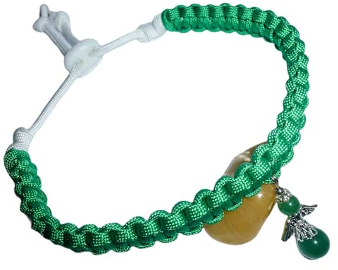 Handmade Hund Hundehalsband Halskette Tau geflochten Engel Schutzengel Heilstein Prehnit Schutz für Blase und Nieren Gr. XS S M L XL