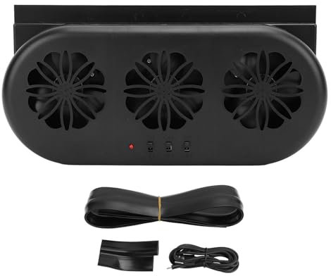 Car Solar Power Fan, Solar Powered Car Ventilator Window Solar Exhaust Radiator Fan with USB Interface, Auto Air Vent Cooling Fan System (Black)