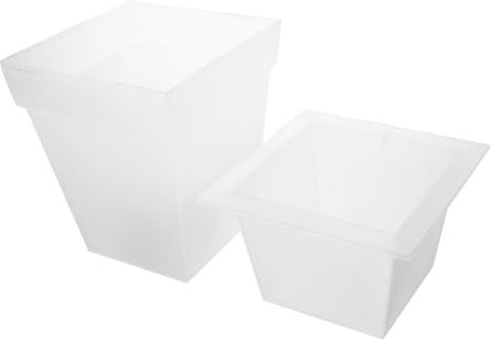 KONTONTY Lámpara De Maceta Cuadrada Solar Para Jardín Maceta Luminosa De Plástico Jardinera Decorativa Luz Para Balcón