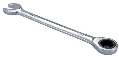 HOHXEN Llave de Trinquete de 24 mm, Llave Combinada Llave de Trinquete de Cabeza Fija Llave Combinada, Acero al Cromo Vanadio - 1 Pieza