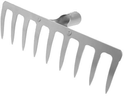 TINEASUR 1pezzi Rastrello Da Giardino Denti Inossidabile Strumento Da Giardinaggio Resistente Per Pulizia e Manutenzione Del Giardino Utensile Per Lavori Pesanti Senza Manico