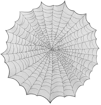 Tischdecke rund 124cm mit Spinnennetz Muster - Gruseliges Tischtuch in Spinnweben Optik - Partydeko für Halloween Party Kostümparty Gruselparty - Motto Hexen Zauberer Spukhaus - Tischdeko Schwarz