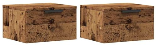 vidaXL Väggmonterade sängbord 2 st åldrat trä 34x30x20 cm, sängskåp, sänglådor, sovrumslådor, sänglåda, sovrumslåda, väggmonterat sängbord