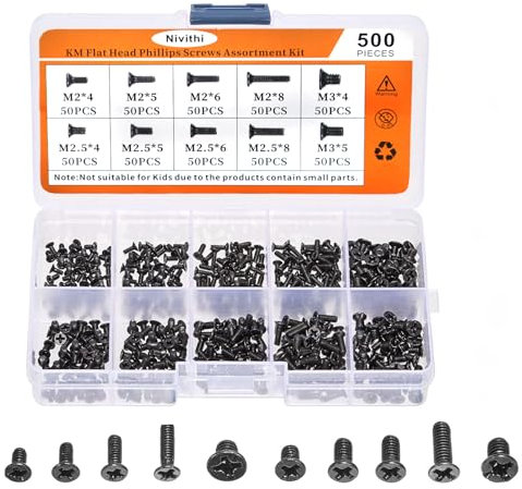 Nivithi Kit de Vis Universel 500 Pièces Pour Ordinateur Portable et Disque M2, M3, M2.5, SSD