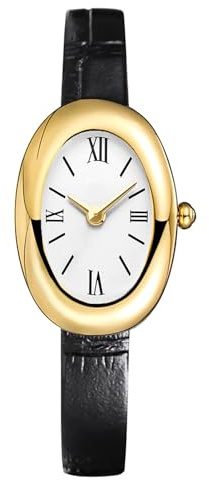 MASTOP Bracelet Watch for Women - Elegant 24mm Oval Dial Bangle Watch - Gold Jewelry Style Quartz Wristwatch - Gift for Her (Black A)