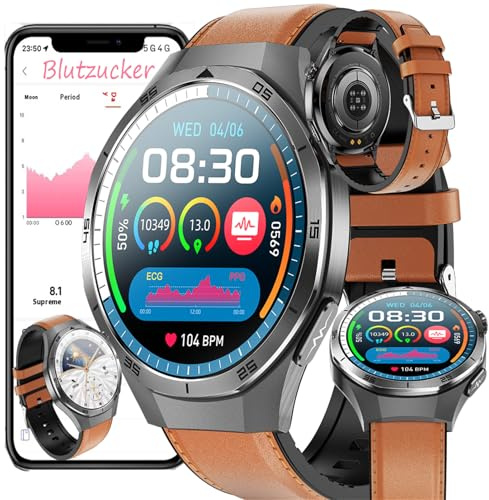 Fohatu 𝐛𝐥𝐮𝐭𝐳𝐮𝐜𝐤𝐞𝐫 Smartwatch 𝐛𝐥𝐮𝐭𝐳𝐮𝐜𝐤𝐞𝐫𝐦𝐞𝐬𝐬𝐮𝐧𝐠 EKG 𝐃𝐢𝐚𝐛𝐞𝐭𝐞𝐬 Harnsäure/BMI Gesundheitsuhr Mit Telefonfunktion/SOS,24H Herzfrequenz SPO2 Blutdruck Fitnessuhr