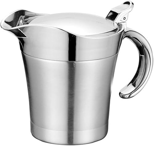 Salsera de acero inoxidable, jarra térmica aislada con tapa con bisagras, para servir salsa, natillas, crema, salsa, 500 ml