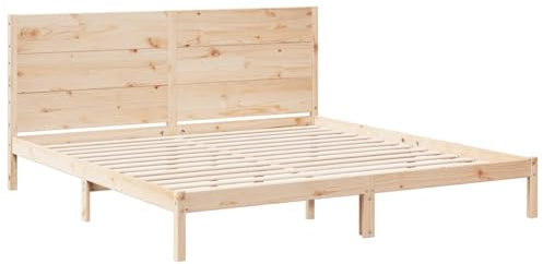vidaXL Sängram utan madrass extra lång 200x220 cm massivt trä, sovrumsmöbler, sängbotten, dubbelsäng, säng, sänggavel, träsäng, sängram i trä