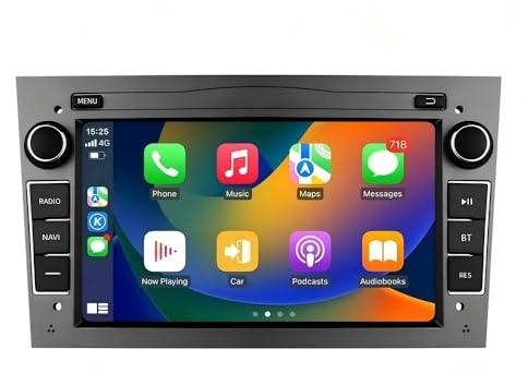 Android 14 Autoradio 7 Pouces Écran Tactile 4 cœurs 2 Go + 32 Go pour Opel Astra H Corsa C Zafira Corsa D Meriva Vivaro WiFi CarPlay/Android Auto Bluetooth 4G SWC GPS RDS-Gris