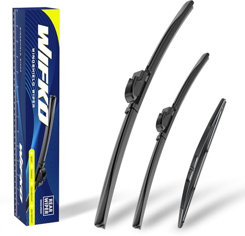 Scheibenwischer Set für Mazda 2 DE 2008-2014 Vorne & Hinten | 2 Front + 1 Heck, Vordere Flachbalken-Wischer, Auto Scheibenwischer Frontscheibe und Heckwischer, Direkte Montage