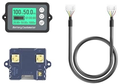 Car Battery Tester, 80V 50A 100A 350A TK15 Coulomb Meter Vehicle Battery Capacity Tester Battery Coulometer For E-bike/Balance Car/Cleaning Machine(8-120V 50A(0-75A))