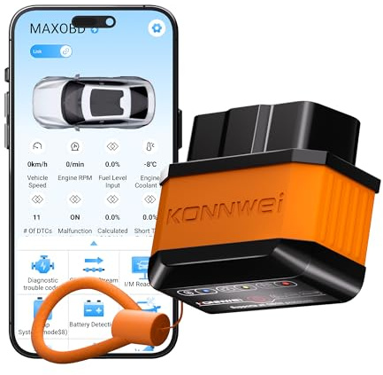 KONNWEI Bluetooth OBD2 Diagnosegerät für alle OBDII Fahrzeuge ab 2002 | Auslesegerät Auto Alle Marken FehlerauslesegeräT Kfz Alle Autos Motorsystem Diagnose für iOS Android