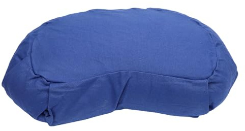 Pongnas Coussin de Méditation Demi-Lune, Coussin de Méditation Yoga, Coussin de Sol en Coques de Sarrasin avec Housse en Coton pour Méditation Zen, Maison, Bureau, Voyage (Bleu foncé)