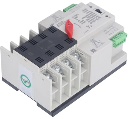 Denash Interruptor de Transferencia Automática de Doble Potencia 4p Interruptor de Control de Conmutación Rápida para Fábricas Centros de Compras PC Home Silver (100A)