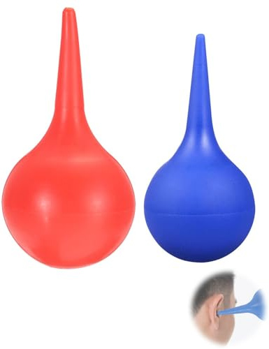 FUGLUS 2 Piezas de Jeringa de Oreja,Bulbo de Goma para Lavado de Oídos,Succionador de Cera con Ventosa,Bola de Limpieza Azul,Kit de Higiene Auditiva para Adultos y Niños