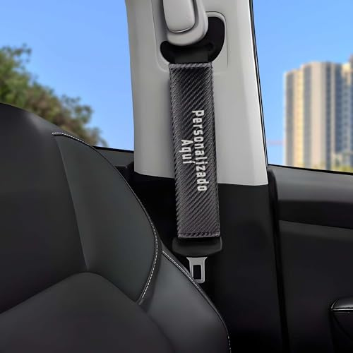 Fundas para Cinturón de Seguridad Coche – Almohadillas Personalizables Transpirables – Hombreras de Automóvil para Niños y Adultos con Estilo Fibra de Carbono