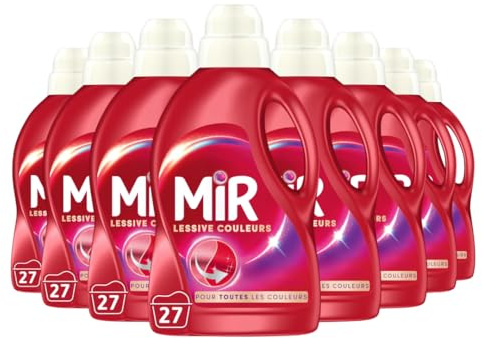 Mir - Lessive Liquide Couleurs Main & Machine Formule Unique 3en1-1.35L - Lot de 8