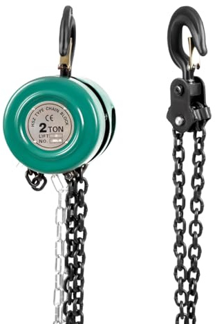 Paranco manuale a catena a mano, catena completamente zincata, facile sollevamento del carico, girevole a 360°, portata 2T, cavo in acciaio, cavo a cricchetto, 3 m, colore: verde