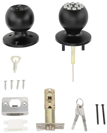XZXCVN Pomelo de Puerta con Cerradura y Teclado, Entrada Electrónica para Puertas de 35-55MM, Bola Redonda Resistente - Anti Peeping, 45 Contraseñas, Para Hogar y Oficina (negro)