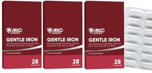 Iron Bisglycinate Supplement 7 in 1 Complex 84 Capsules - with Vitamin C, B12, B6, Folic Acid, Zinc & Copper – Vegan Iron Capsules for Women & Men – Supports Energy – Made in UK