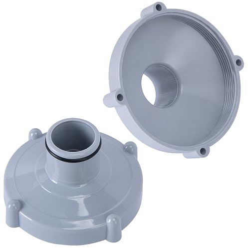 LFUTARI 2 Pcs Swimming Pool Hose Adapter Replacement, Pool Skimmer Vacuum Hose Adapter, Above Ground Pools Hoses Connector Replacement for 32mm Connection 80mm Screw Pools System Maintenance (Grey)