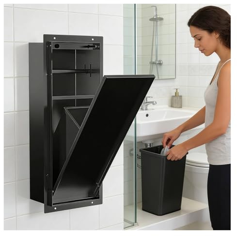 Nicchia da incasso a parete con cestino integrato per bagno, cucina e soggiorno