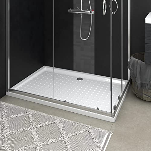 Piatto doccia antiscivolo bianco 80 x 120 cm con soglia bassa in ABS, facile da pulire e durevole, piatto doccia 80 x 120 x 4 cm, antigraffio, antimacchia