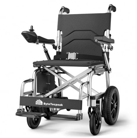 ByteTecpeak D12 Electric Wheelchair for Adults,Folding Electric Wheelchair with Long Range up to 20 KM,Load 150 kg,Foldable for Transport, Anti-tilt System & Safety Brakes,for Everyday and Outdoor Use