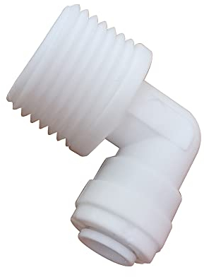 Malida Schlauchverschraubung mit Stecker, Wasserreiniger, Schnellanschluss, Getränkespender und Wasserfiltersystem-Armaturen (1/2 NPT-Außengewinde x 1/4 Außendurchmesser-Rohrbogen)