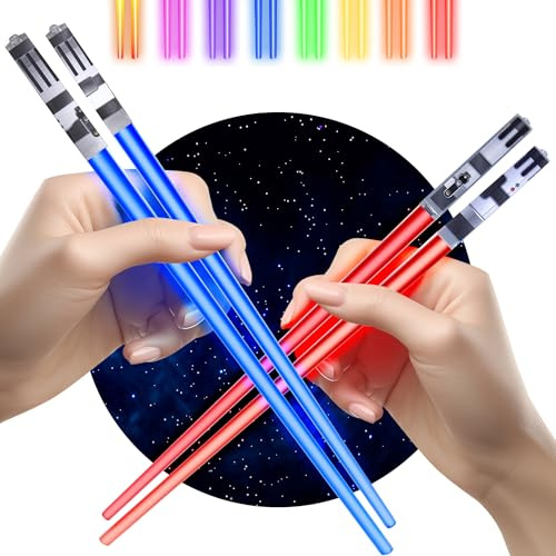 ChopSabers Lichtschwert LED leuchten Essstäbchen 2 Paar Blau Rot