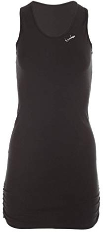 WINSHAPE Damen Fitness Freizeit Wtr15 Mit Seitlicher Raffung, Slim Style Longtop, Schwarz, S EU