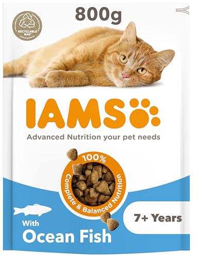 IAMS Senior Complete Dry Cat Food Ocean Fish 800g - Supports Heart Health
