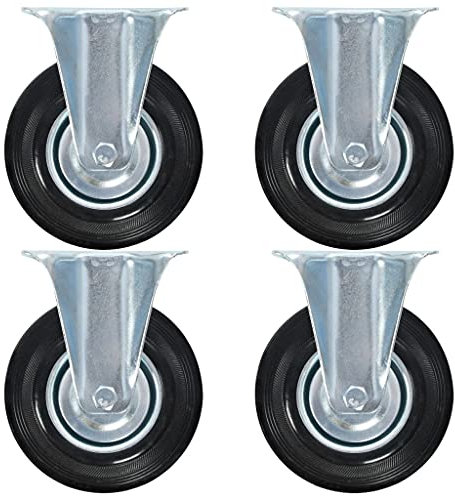 vidaXL 4x Rotelle Fisse Resistenti a Urti Vibrazioni Silenziose Antigraffio Robuste Durevoli Ruote Ruotine Piedini Girelle Basi per Mobili 125 mm