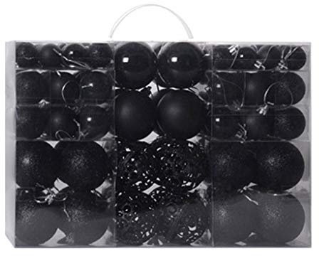 Battnot Weihnachtskugeln 100 teilig 24 teilig 30/60mm Christbaumkugeln Set Weihnachtsbaumschmuck Christbaumschmuck Weihnachtsbaum Kugel Dekoration hängende Hausparty Christmas Xmas (Schwarz, 100)