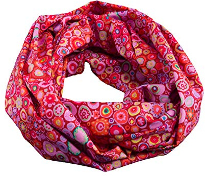 bettina bruder - Damen-Loop Schlauchschal Punkte Kringel rot pink bunt - 100% Baumwolle …