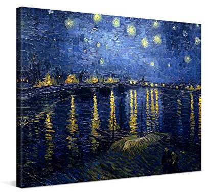 PICANOVA – Vincent Van Gogh Starry Night Over The Rhone 80x60cm – Cuadro sobre Lienzo – Impresión En Lienzo Montado sobre Marco De Madera (2cm) – Disponible En Varios Tamaños