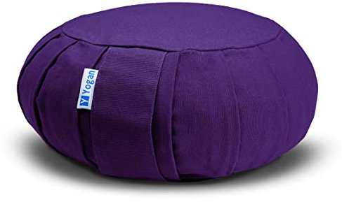 Yogan Yoga Cushion/Meditation Cushion | Natural Buckwheat Hulls Filling | Outer Cover (Could be Removed and Washed) - Made of 100% Organic Cotton (Royal Purple)