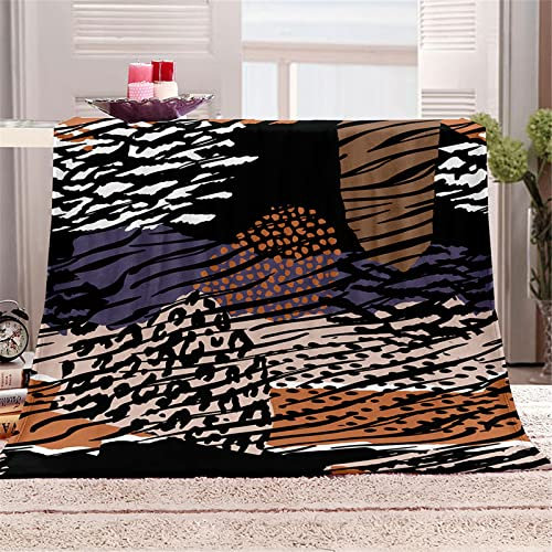 Chickwin Plaid Polaire Couverture en Flanelle, 3D Léopard Couverture lit 1/2 Personnes Douce et Chaude Moelleuse Microfibre Jeté de Canapé Dessus de lit Canapé lit (180x200cm,Patchwork Violet)