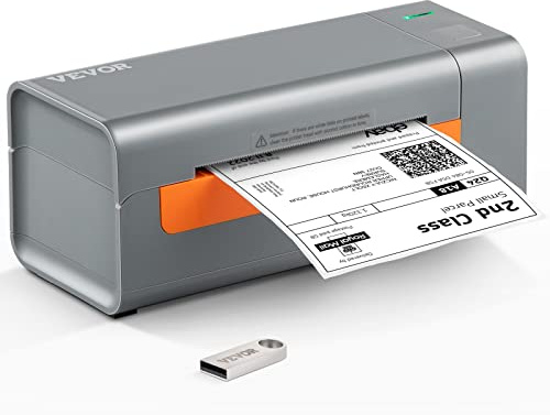 VEVOR Imprimante d'Étiquettes Thermique Direct 4x6 Code à Barres USB Haute Vitesse 150 mm/s 203 dpi pour Colis Expédition Compatible avec Amazon/Ebay/Etsy/UPS Prise en Charge Windows/MacOS/Linux Gris