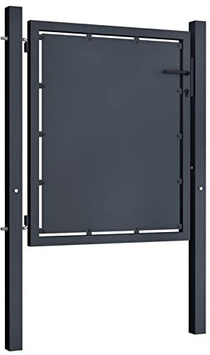 Homgoday Stahlzauntor 100x150 cm Anthrazit mit Schloss und Griff - Sicherer Eingang für Garten oder Terrasse Model144518
