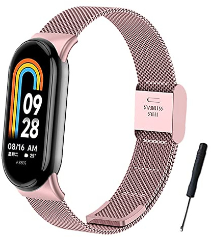 BDIG Armband kompatibel mit Xiaomi Mi Band 8, Ersatzarmband aus Edelstahl, verstellbare Schnalle, Armband für Mi Smart Band 8, Schwarz (Uhr nicht im Lieferumfang enthalten)