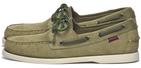 Sebago Hombre Docksides Portland Zapatos Barco, Militar Verde, 39 EU